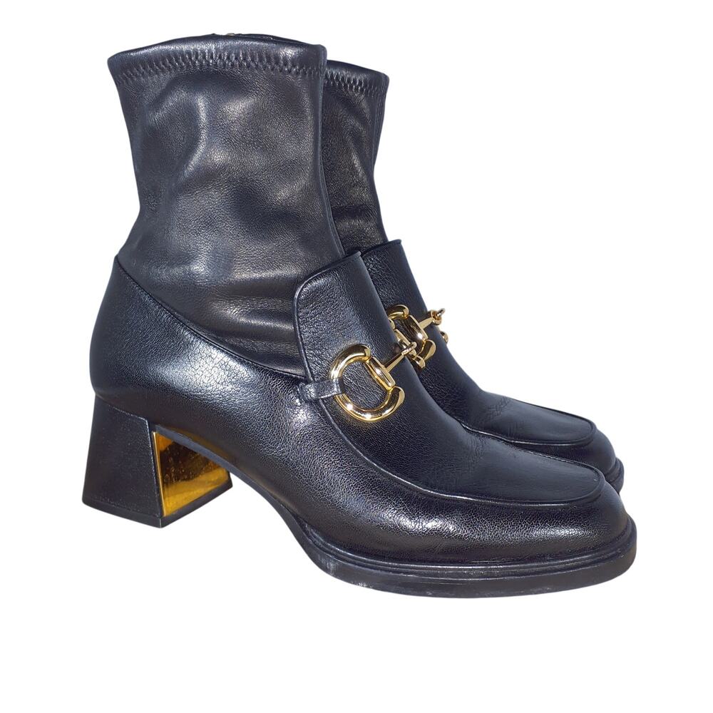 Gucci Classic Black Leather Horsebit Ankle Boots Size 8 US / 38 EU - Picture 2 of 5